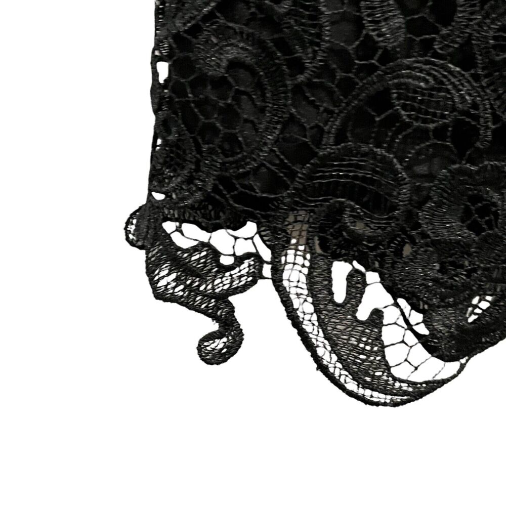 Adrienne Vittadini Blouse Women Black Lace w/ Lining Mock Neck Sleeveless SZ 10 - Picture 5 of 16